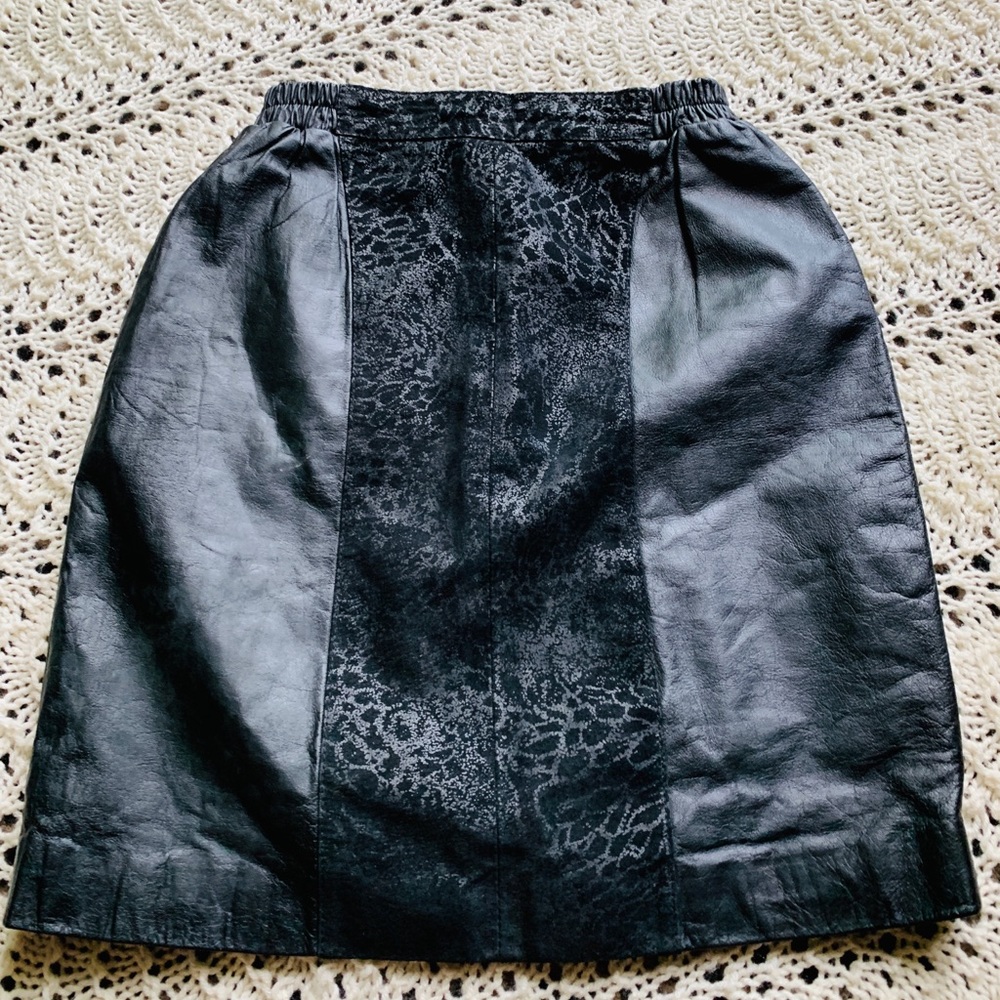 Vintage Black Leather Suede Sexy Classic Mini Pencil Elastic Adler Skirt